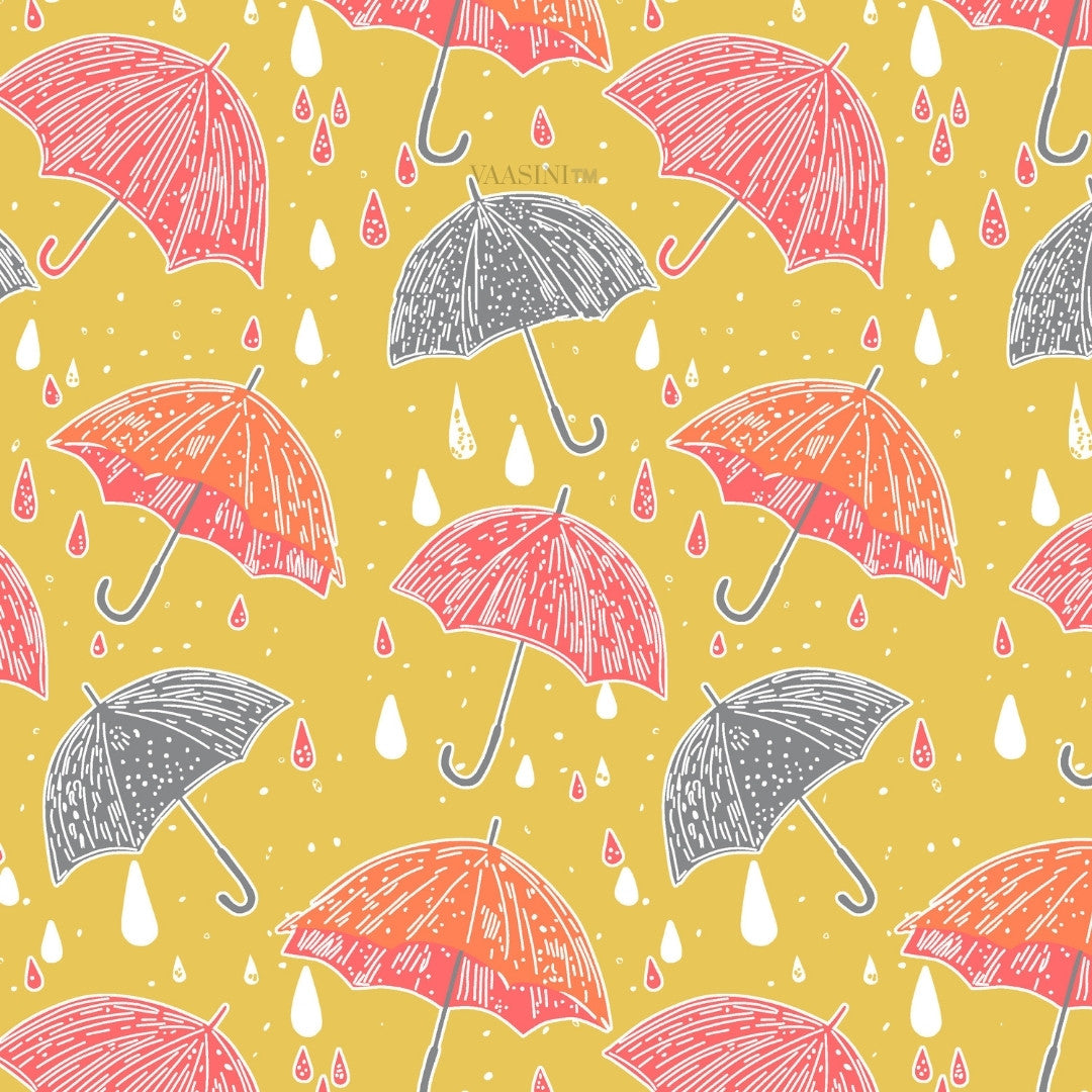 Monsoon Magic Umbrella Sunshine Yellow Bedsheet