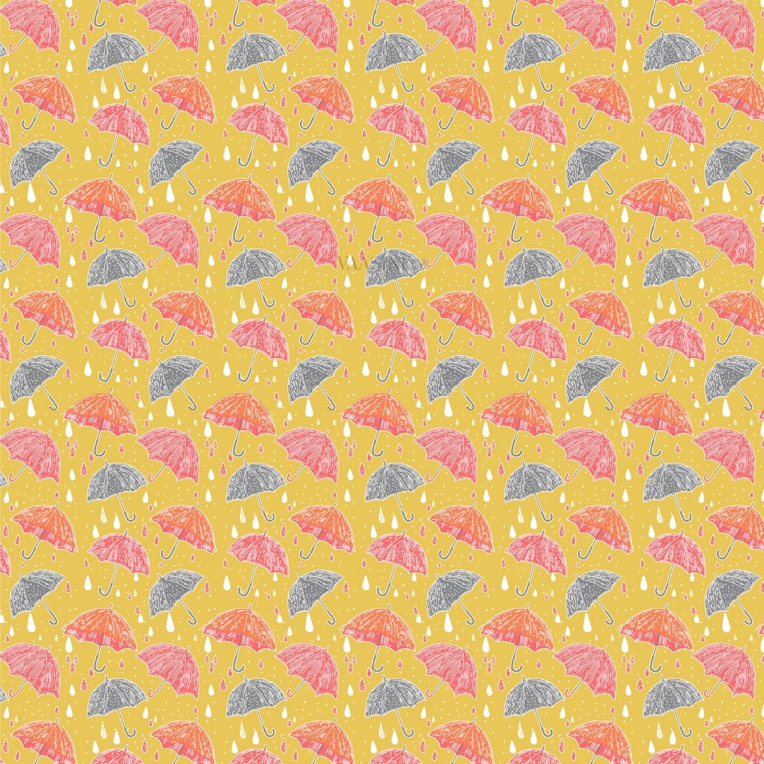 Monsoon Magic Umbrella Sunshine Yellow Bedsheet
