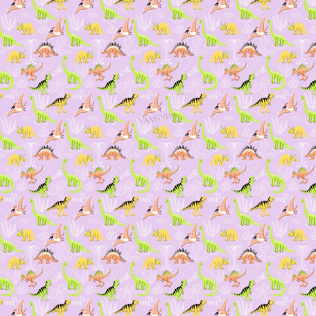 Dino Roar Pastel Lavender Kids Bedsheet