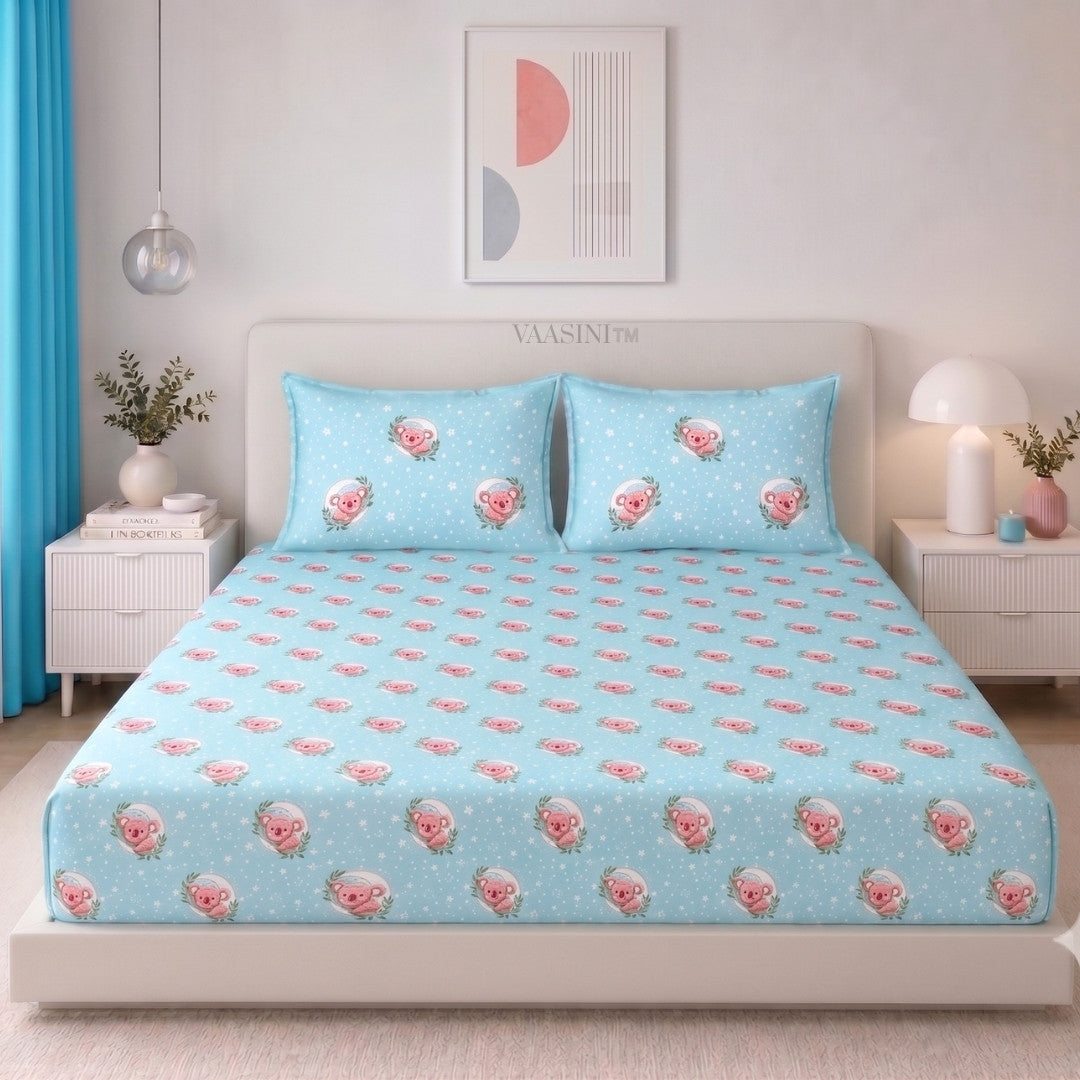 Space Astronaut Sky Blue Kids Bedsheet
