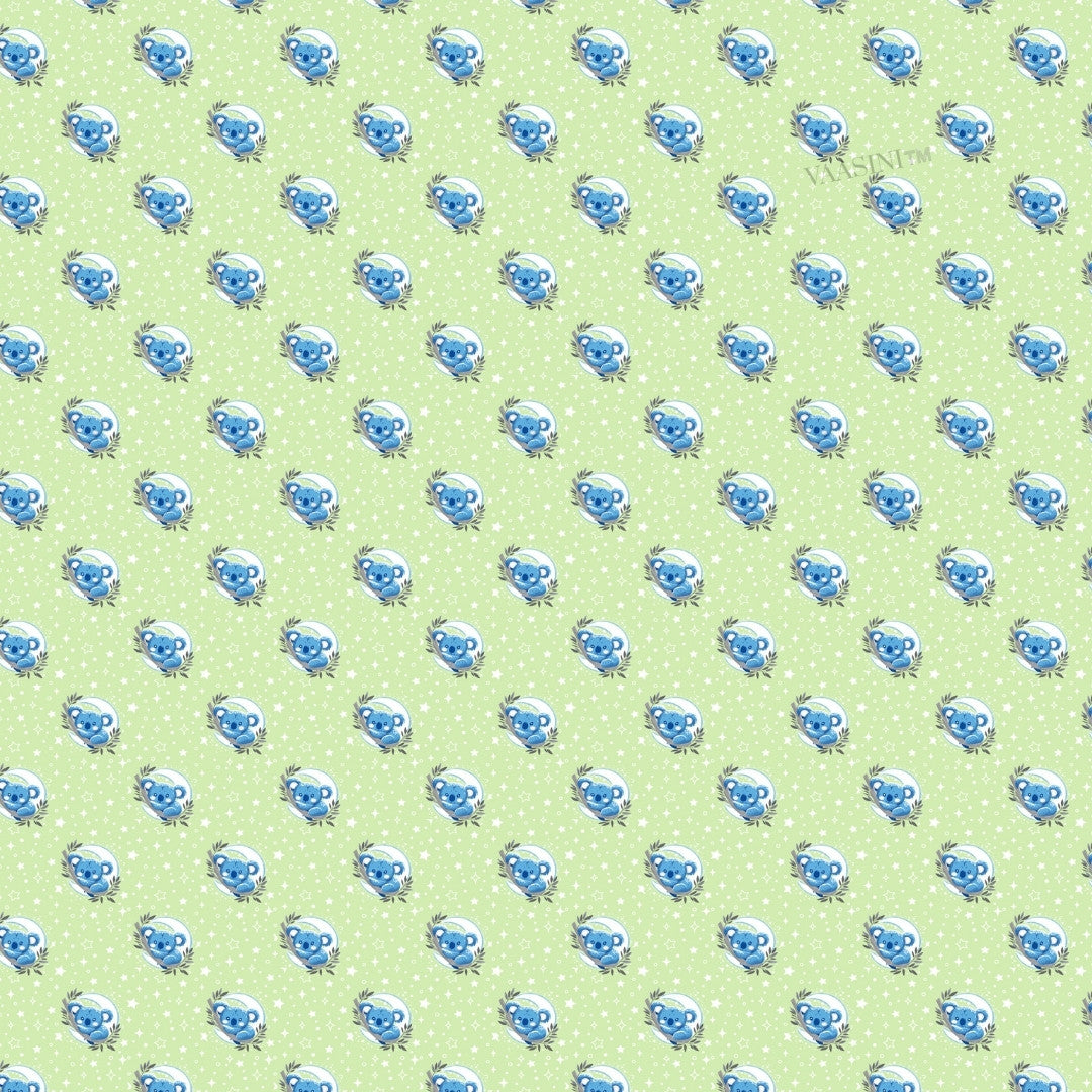 Space Astronaut Creamy Green Kids Bedsheet