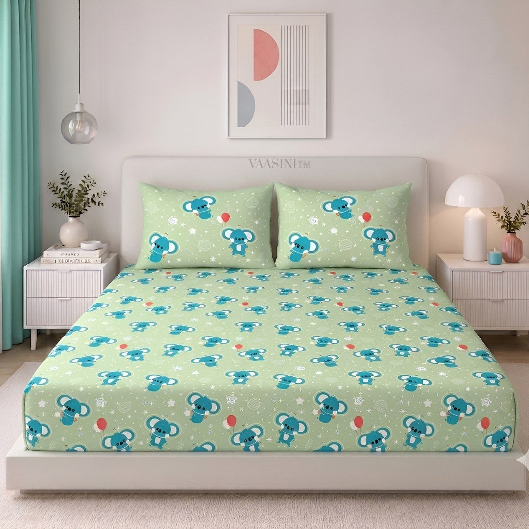 Dreamy Crescent Moon Creamy Green Bedsheet