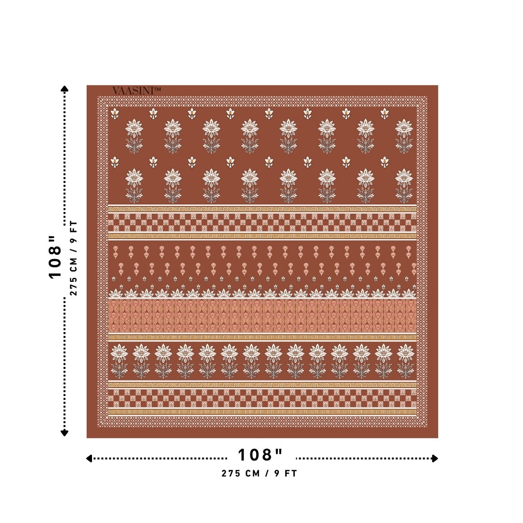 Heritage Bloom Edition Terracotta Rust Premium Pure Cotton King Size Bedsheet