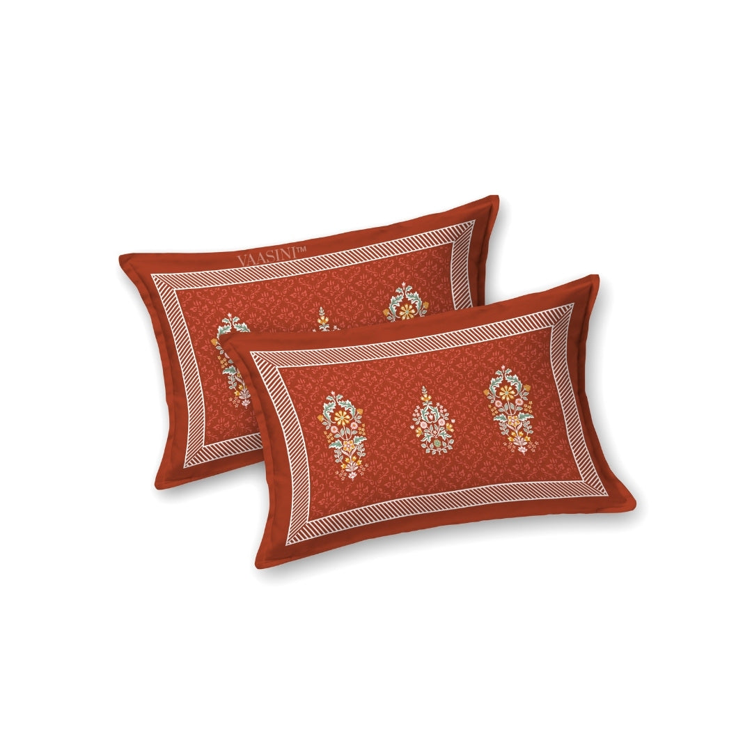 Shahi Darbar Central Medallion Tuscan Ruby Premium Pure Cotton King Size Bedsheet