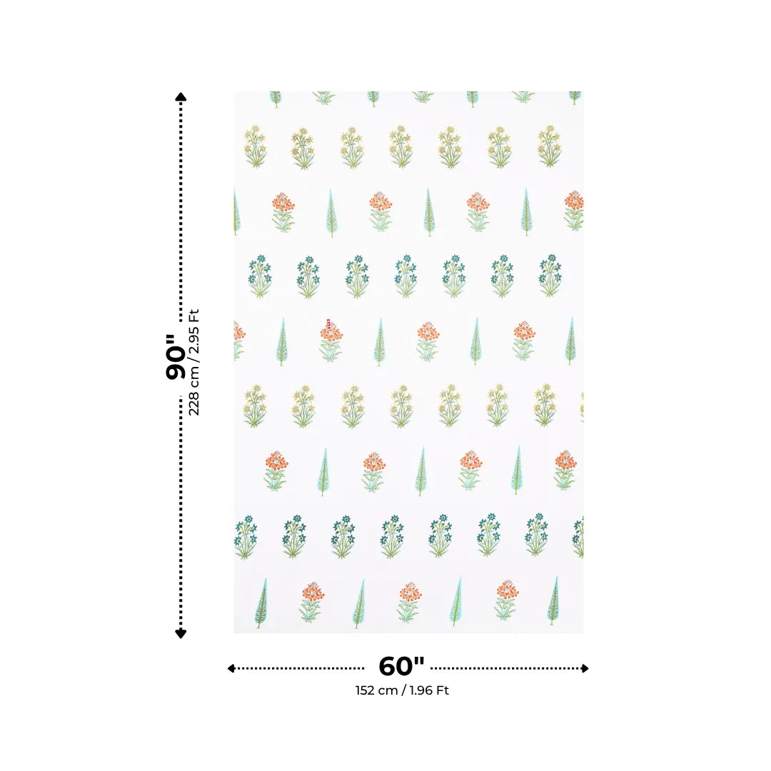Multicolor Floral Boota and Cypress Tree Sanganeri Printed Single Bedsheet