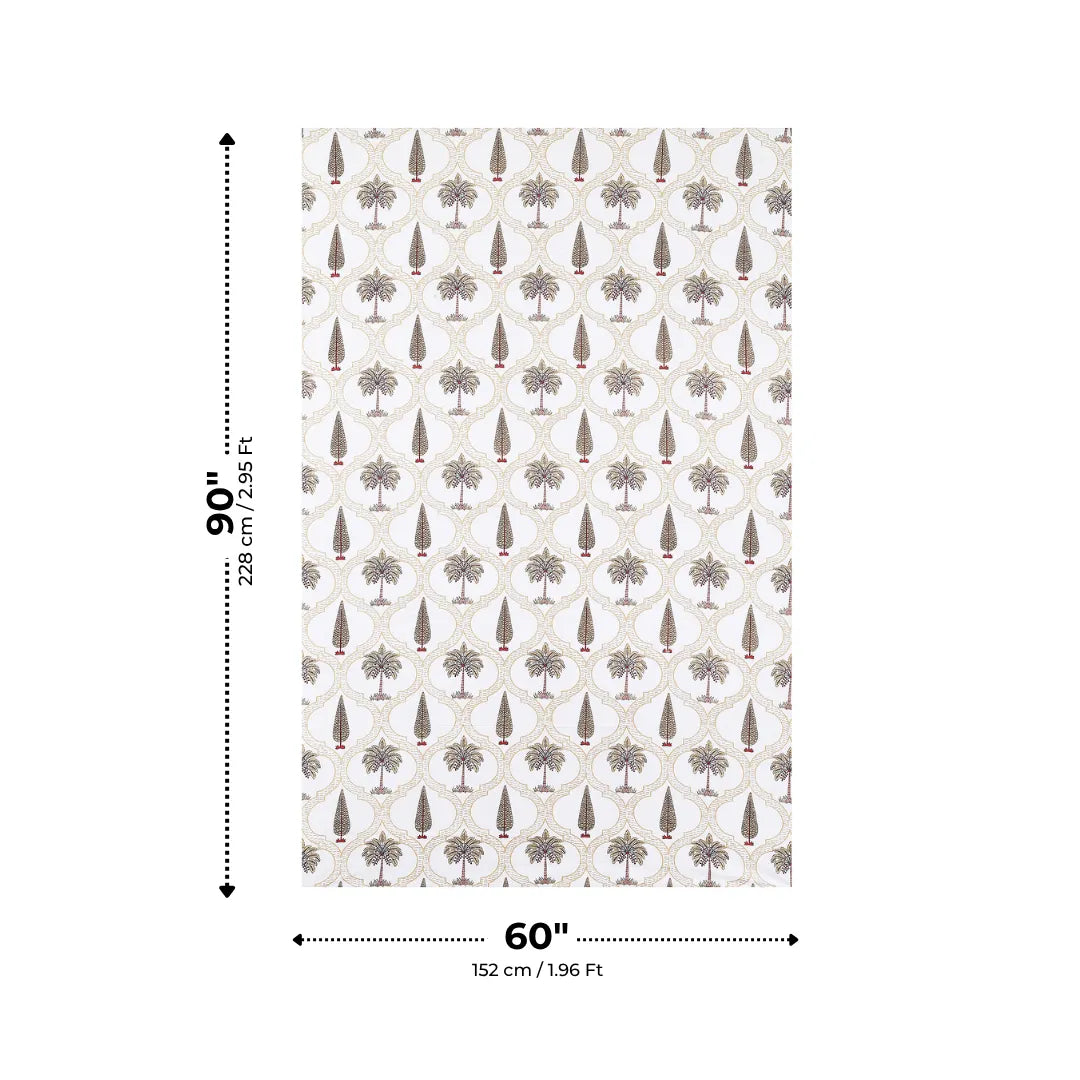 Earth Brass and Brown Palm Tree Traditional Block Print Single Bedsheet