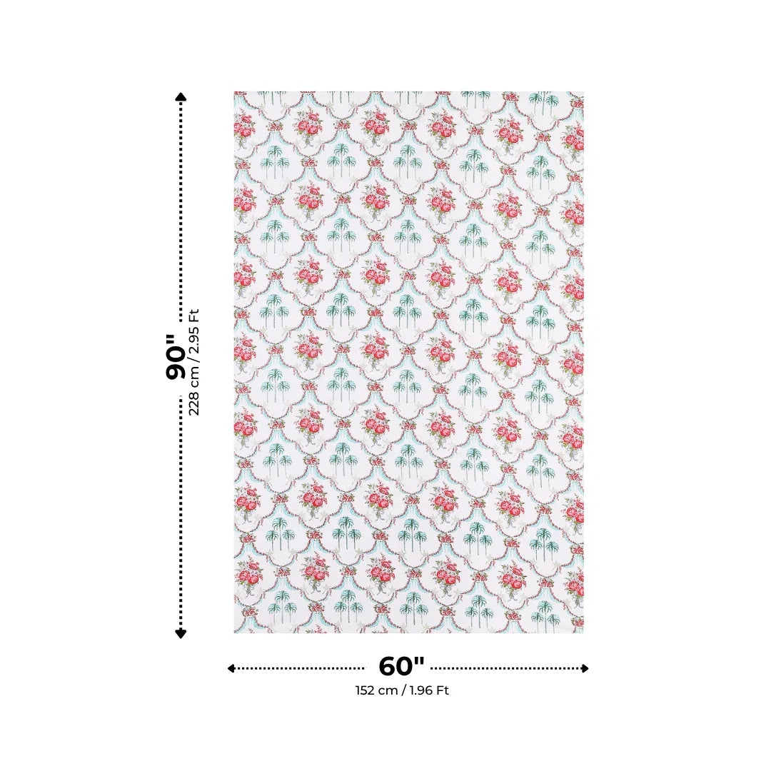 Heritage Red Rose Bouquet and Turquoise Palm Arch Single Bedsheet