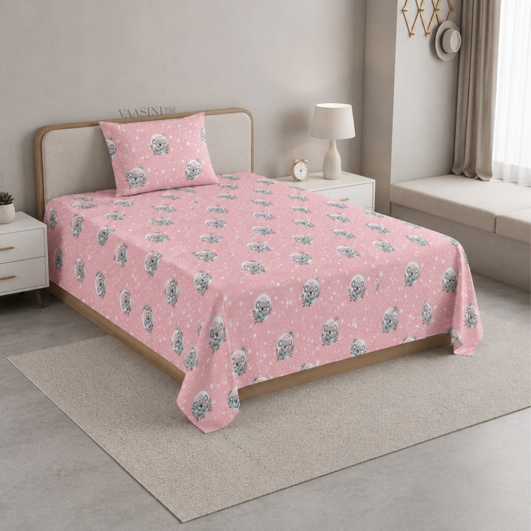 Space Astronaut Blush Pink Kids Bedsheet