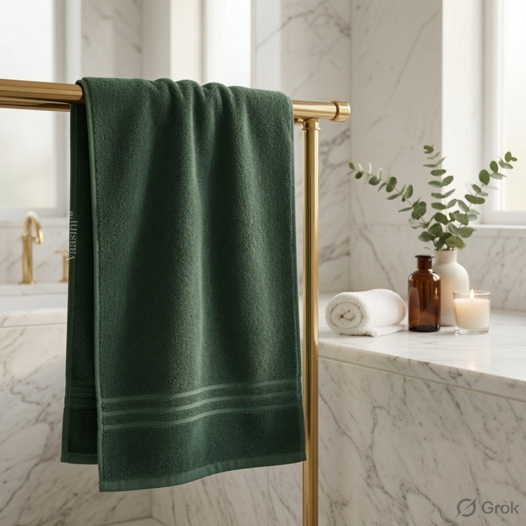 Terry Cotton Soft & Absorbent Solid Forest Green 400 GSM Bath Towel