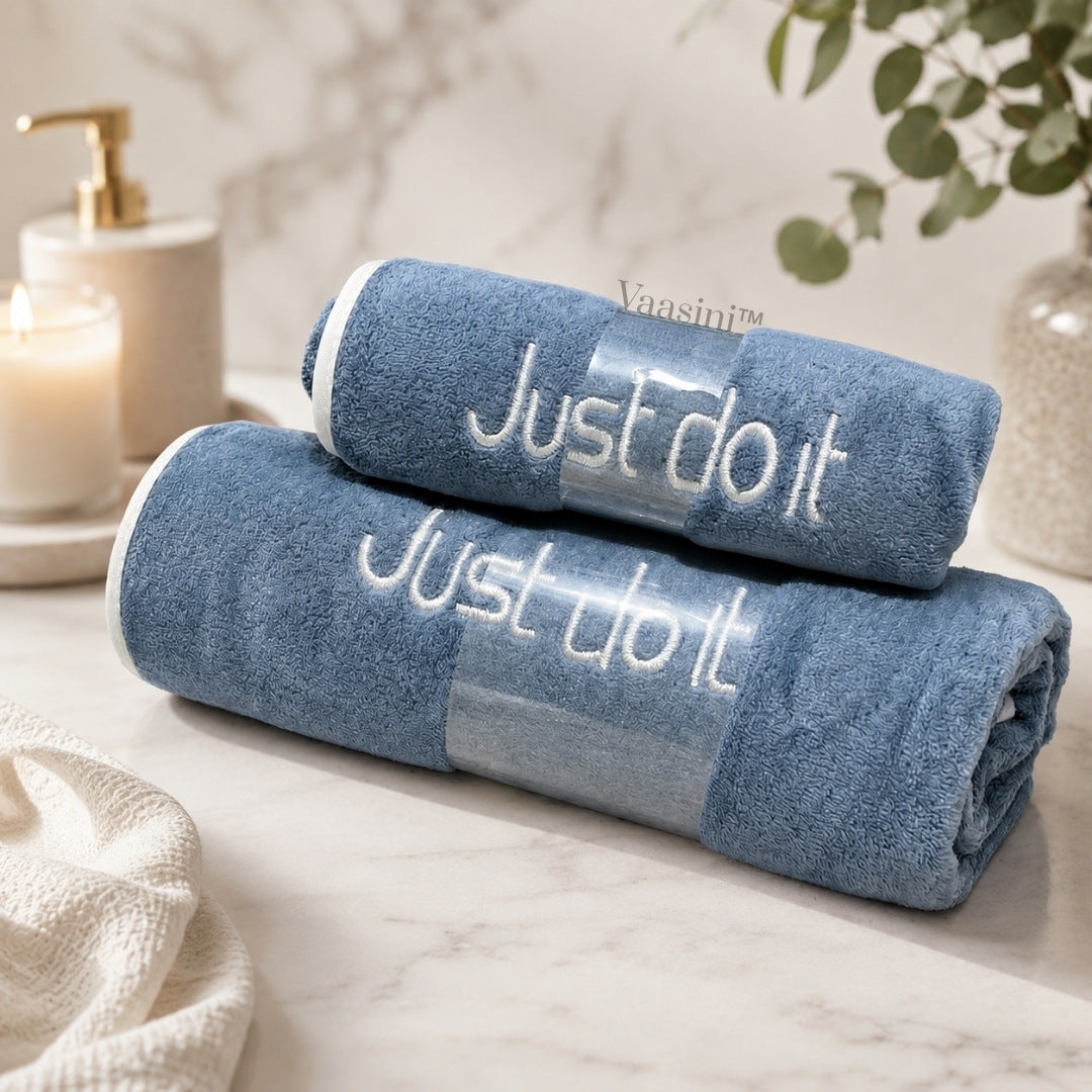 Microfiber Ultra Soft Quick Dry Bath & Hand Towel Combo Set – Denim Blue