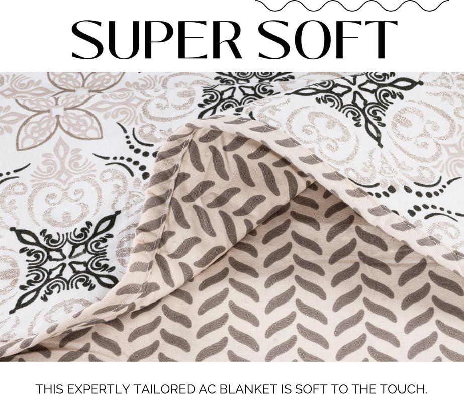 Pure Cotton 120 GSM Reversible Soft Lightweight Printed Single Bed Blanket/AC Dohar/Skin Friendly Dohar-152 x 225 cm - Off White & Black