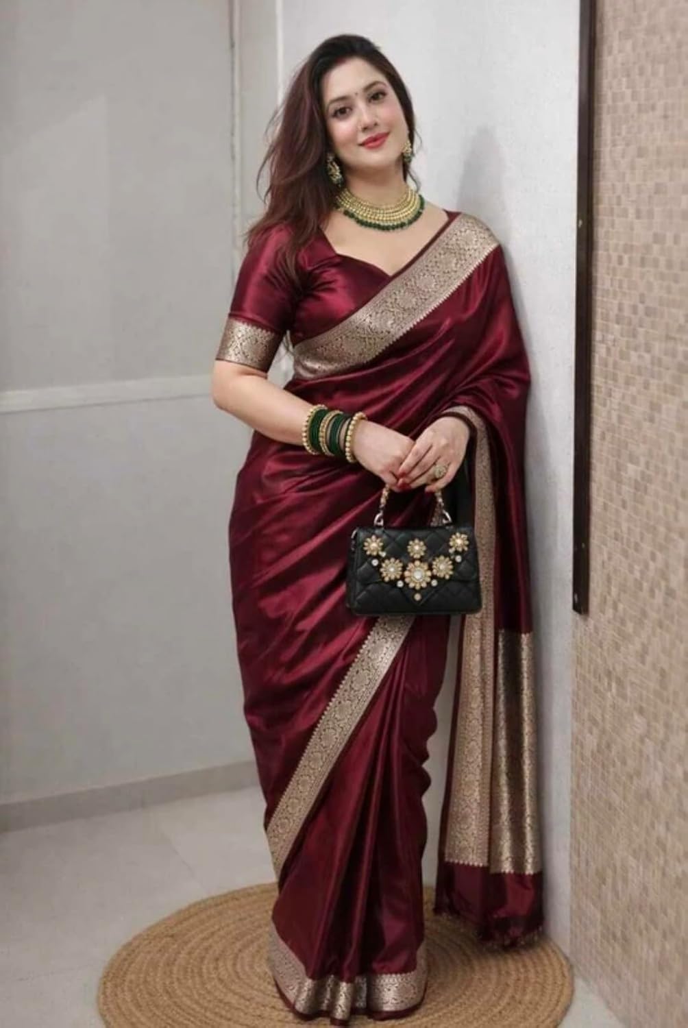 Yashika Women's Art Silk Maroon Saree with Blouse Piece for Traditional Ethnic Wear Sari-(AZ-YS-OG3-RABBA MAROON)