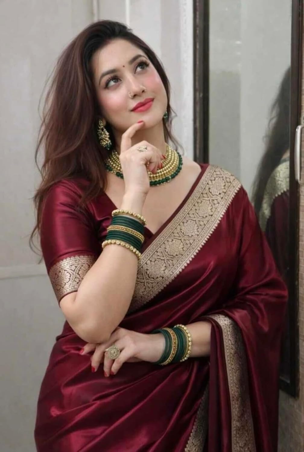 Yashika Women's Art Silk Maroon Saree with Blouse Piece for Traditional Ethnic Wear Sari-(AZ-YS-OG3-RABBA MAROON)