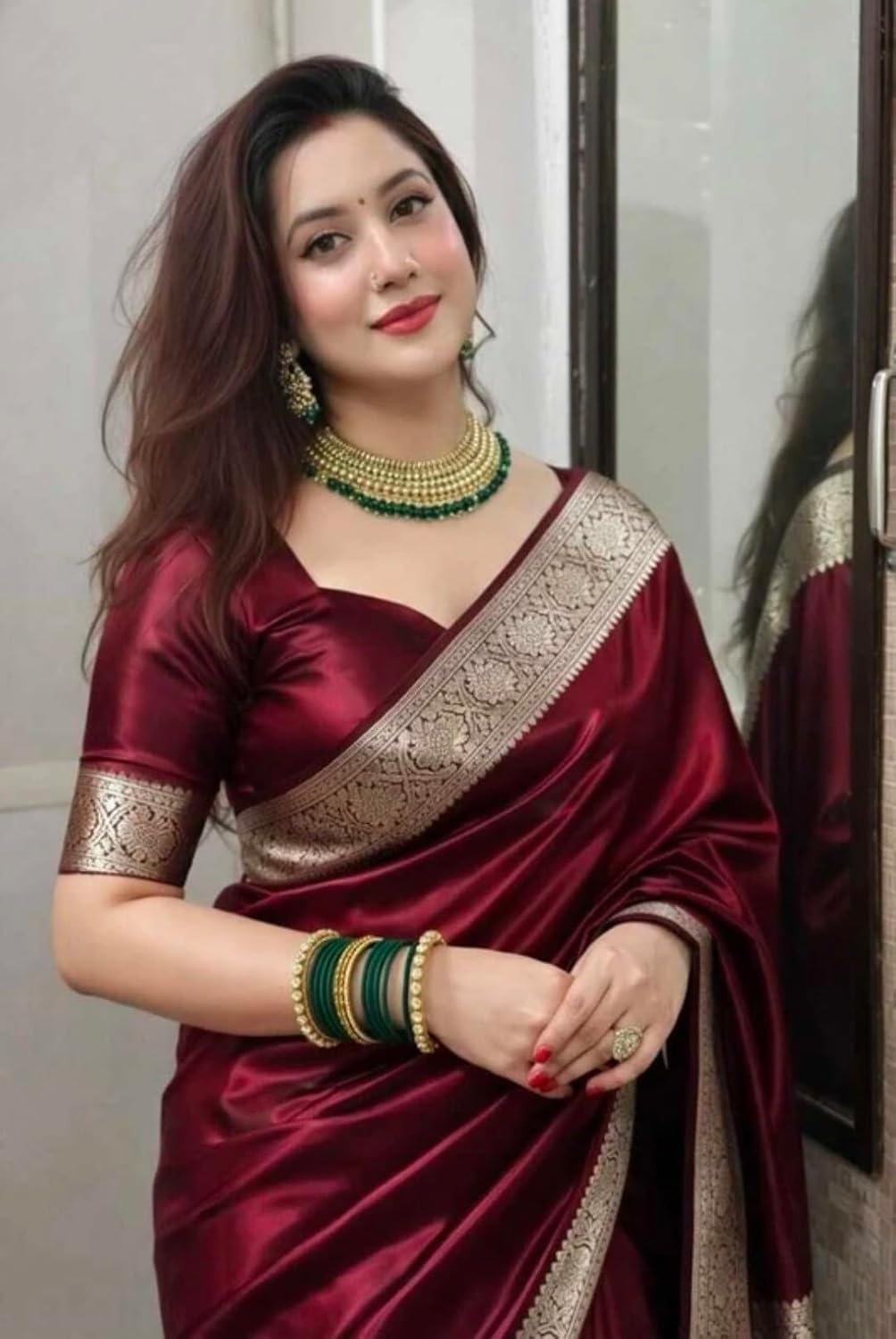 Yashika Women's Art Silk Maroon Saree with Blouse Piece for Traditional Ethnic Wear Sari-(AZ-YS-OG3-RABBA MAROON)