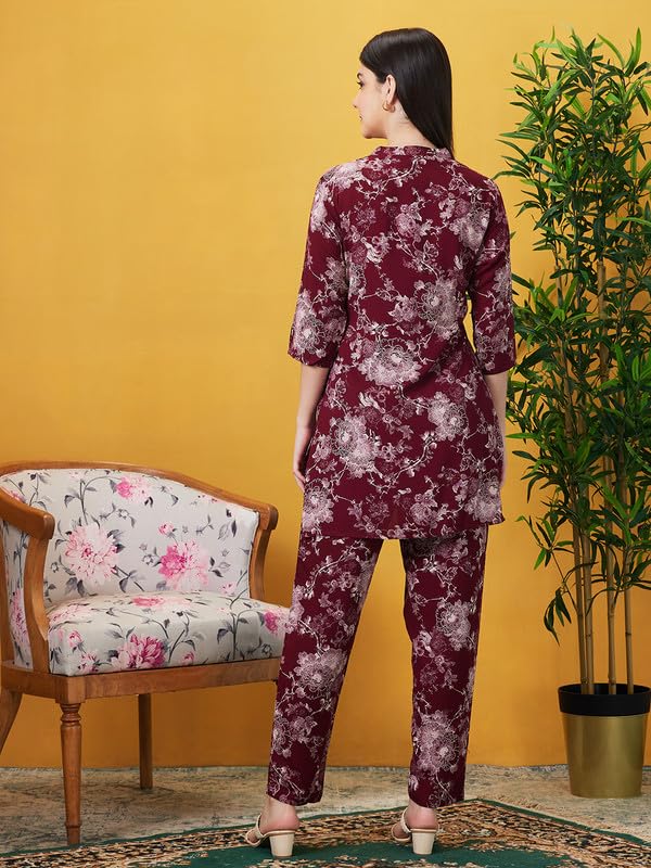 AV2 Women Rayon Maternity Tunic & Bottom Coord Set Maroon XL(2426BXL)
