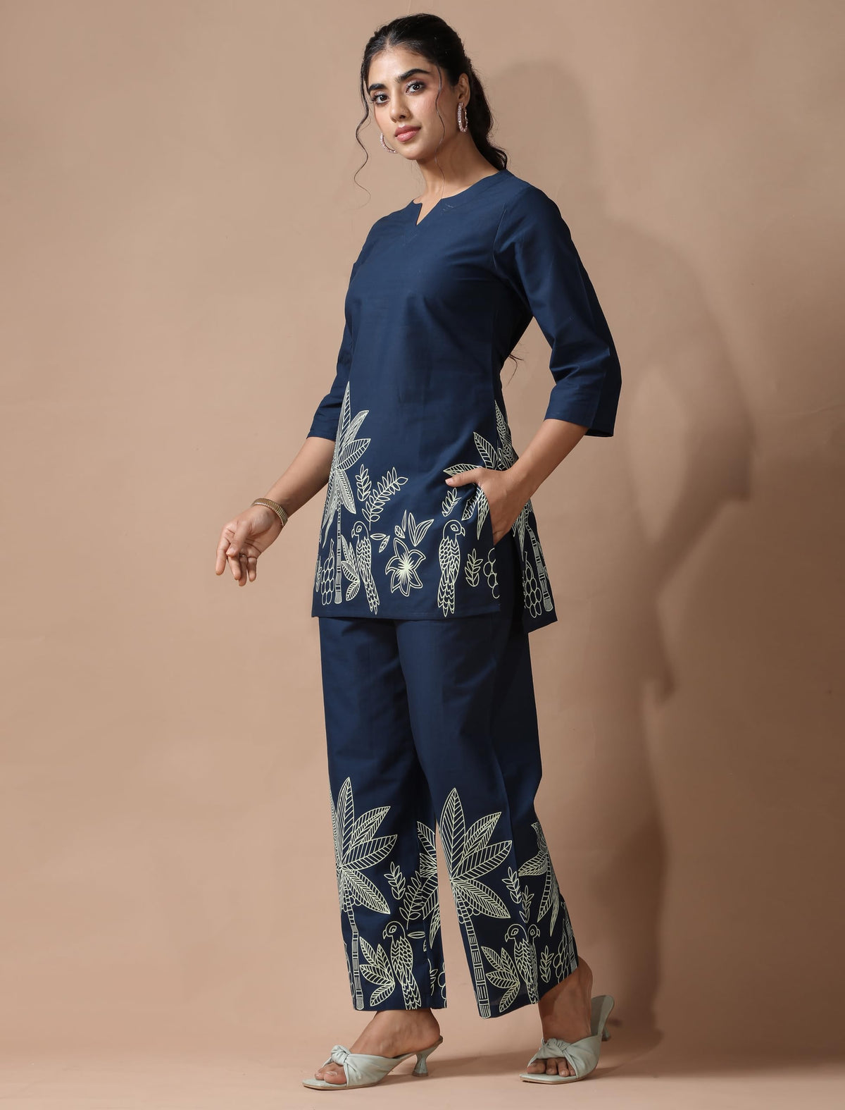 Pinkmint Women's Pure Cotton Co Ord Set l Kurta Sets for Women |Kurta Sets| Printed Kurta with Pant l Stylish Pocket & 3/4 Sleeve Women Co-ord Set (Avaiable in Plus size)
