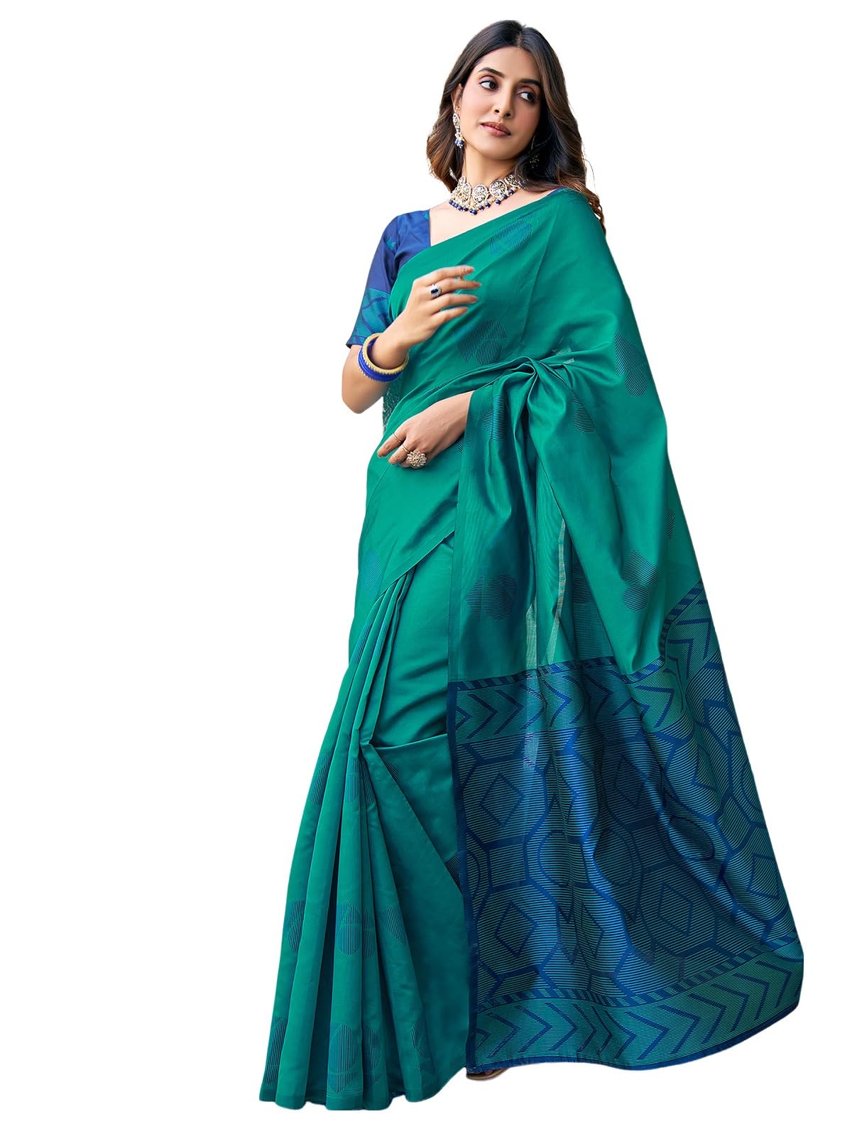SAMAH Women's Banarasi Silk Saree with Unstitched Blouse Piece
