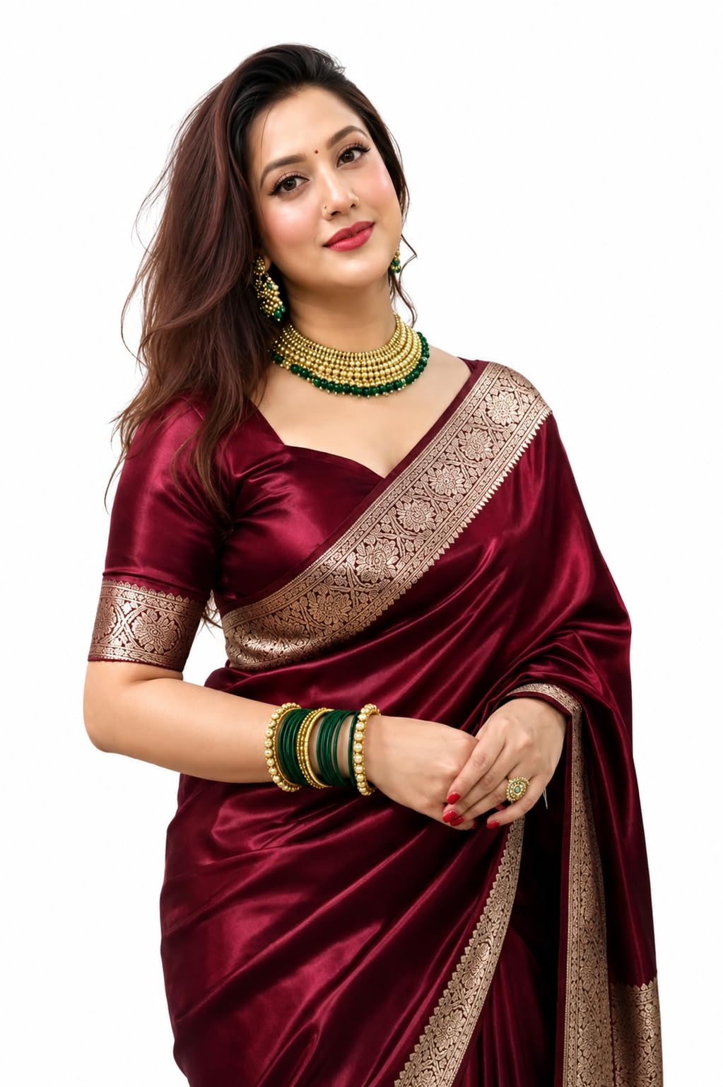 Yashika Women's Art Silk Maroon Saree with Blouse Piece for Traditional Ethnic Wear Sari-(AZ-YS-OG3-RABBA MAROON)