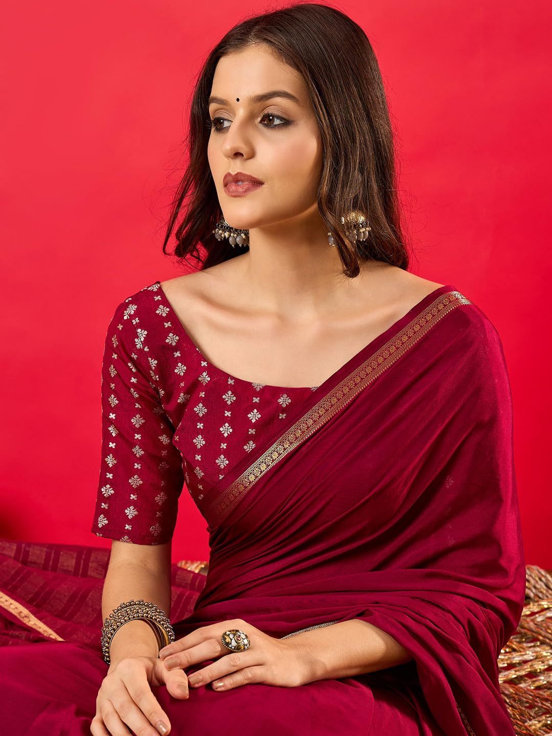 Women's Kanjivaram Woven Soft Silk Saree With Blouse Piece
