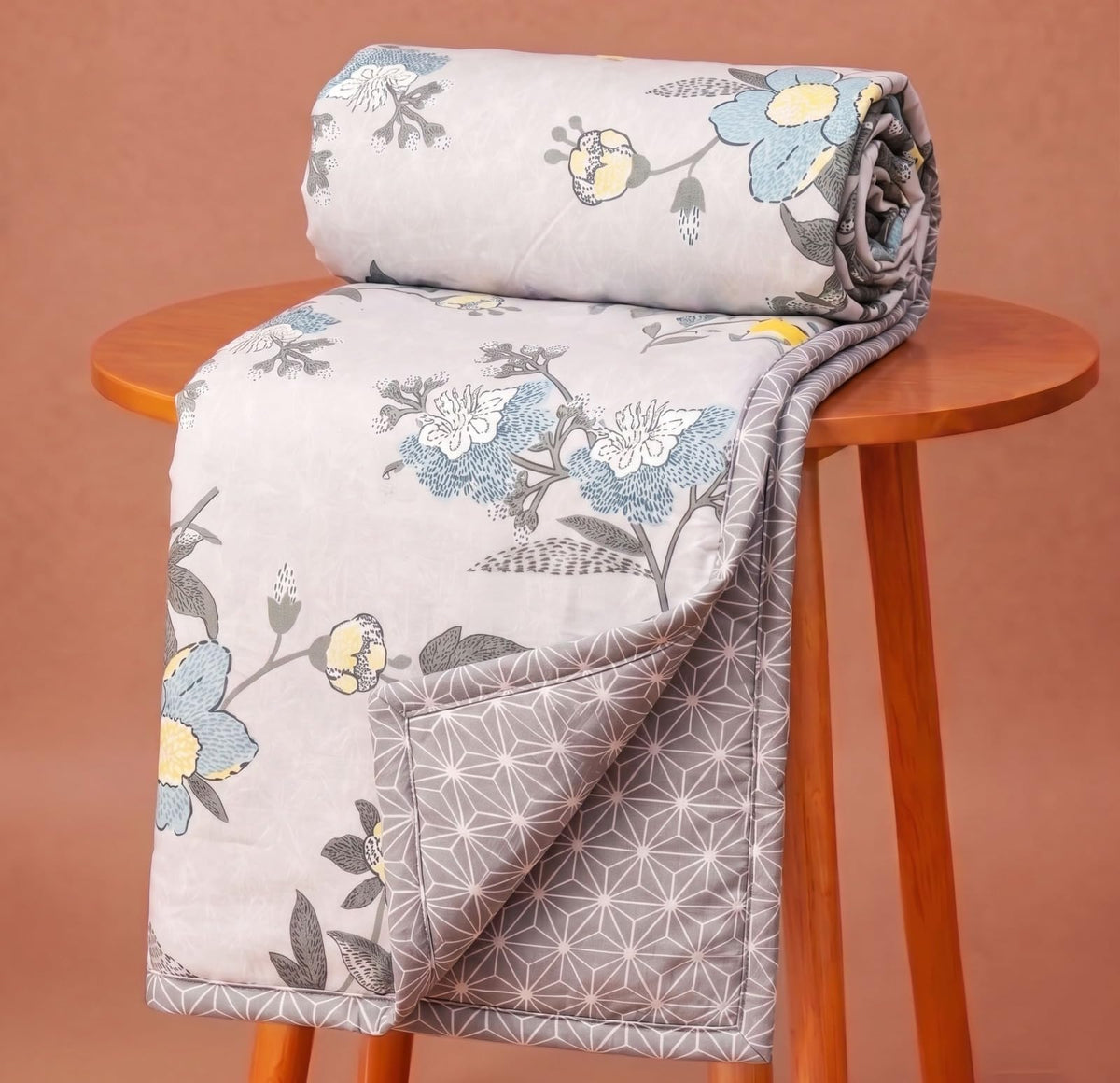 Cotton AC Blanket for Single Bed (152 x 225 cm) | Reversible Soft Lightweight All-Season Blanket | Skin-Friendly & Breathable Comforter (Blue Lagoon), Single