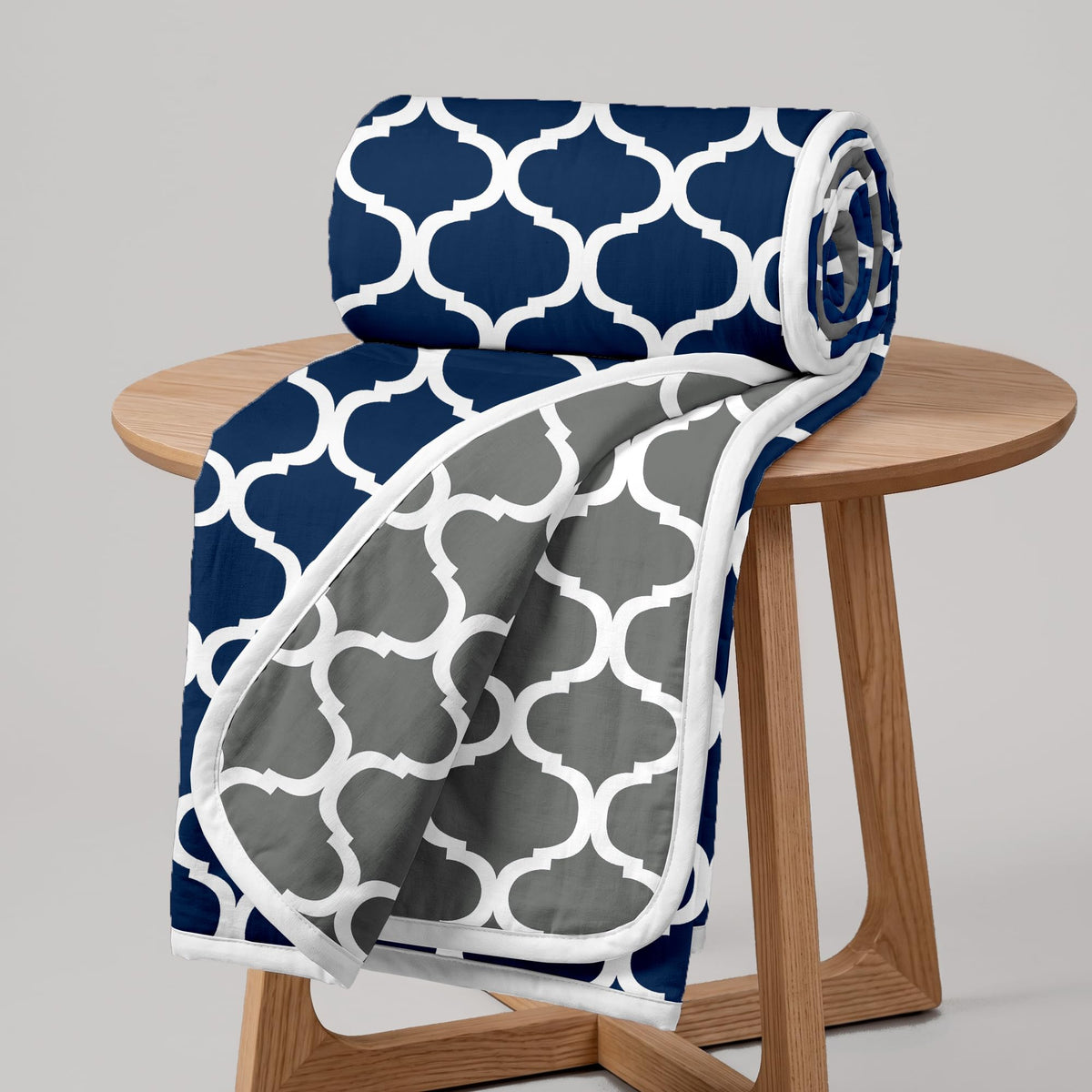 120 GSM Microfiber Single Dohar | Soft & Lightweight Throw Blanket | Cozy & Breathable | All-Season Comfort | 210 x 140 CM | Moroccan Pattern | Deep Blue