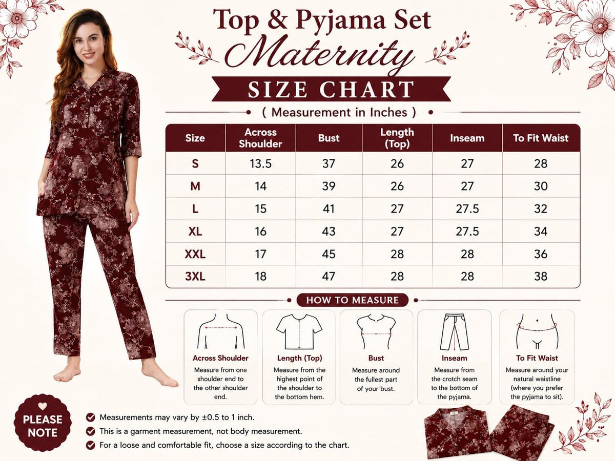 AV2 Women Rayon Maternity Tunic & Bottom Coord Set Maroon XL(2426BXL)