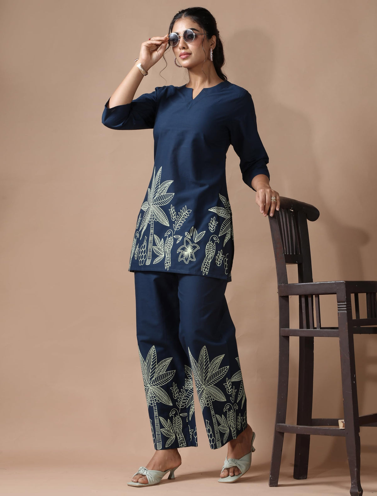 Pinkmint Women's Pure Cotton Co Ord Set l Kurta Sets for Women |Kurta Sets| Printed Kurta with Pant l Stylish Pocket & 3/4 Sleeve Women Co-ord Set (Avaiable in Plus size)