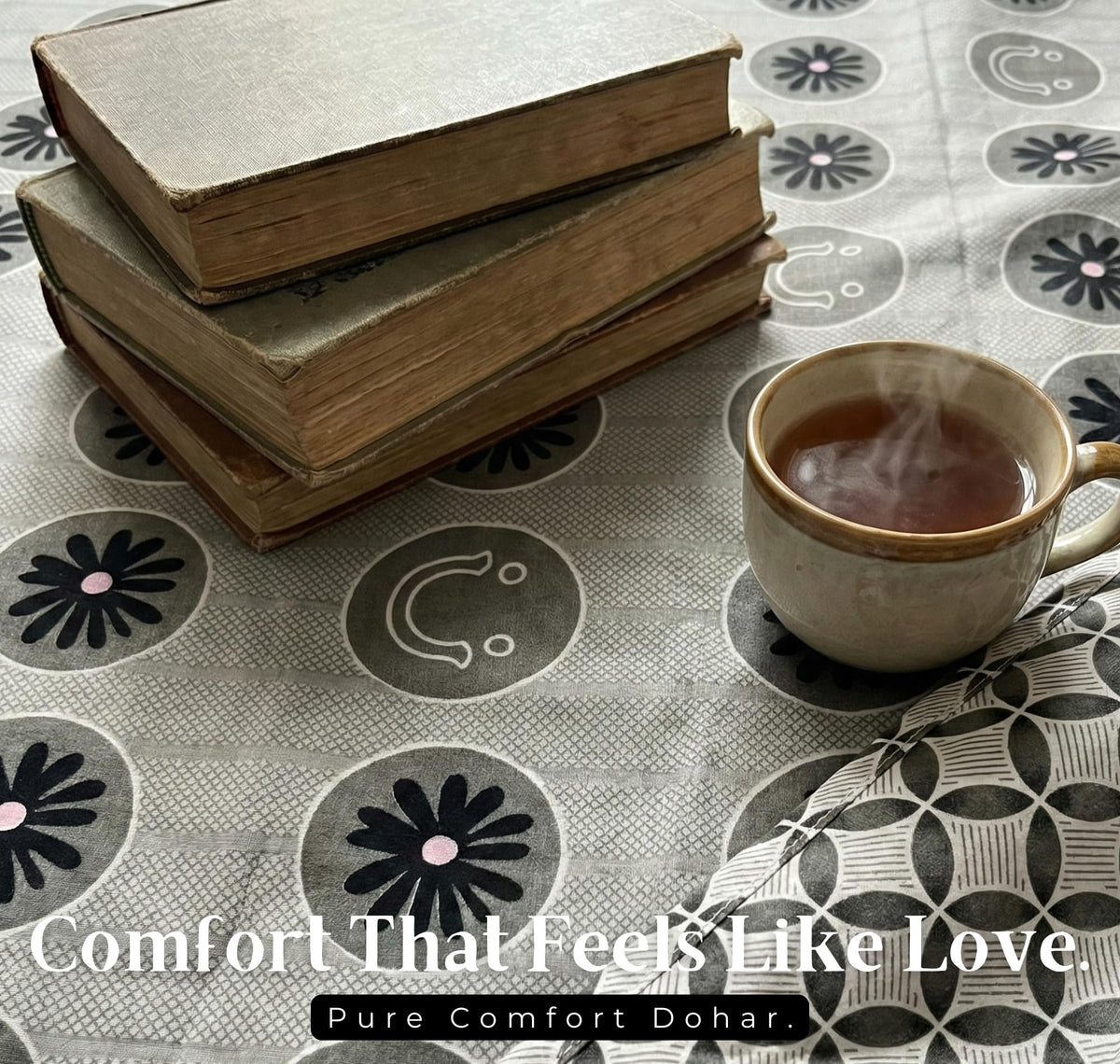 Cotton AC Blanket for Single Bed (152 x 225 cm) | Reversible Soft Lightweight All-Season Blanket | Skin-Friendly & Breathable Comforter (Silver Blossom Grey)