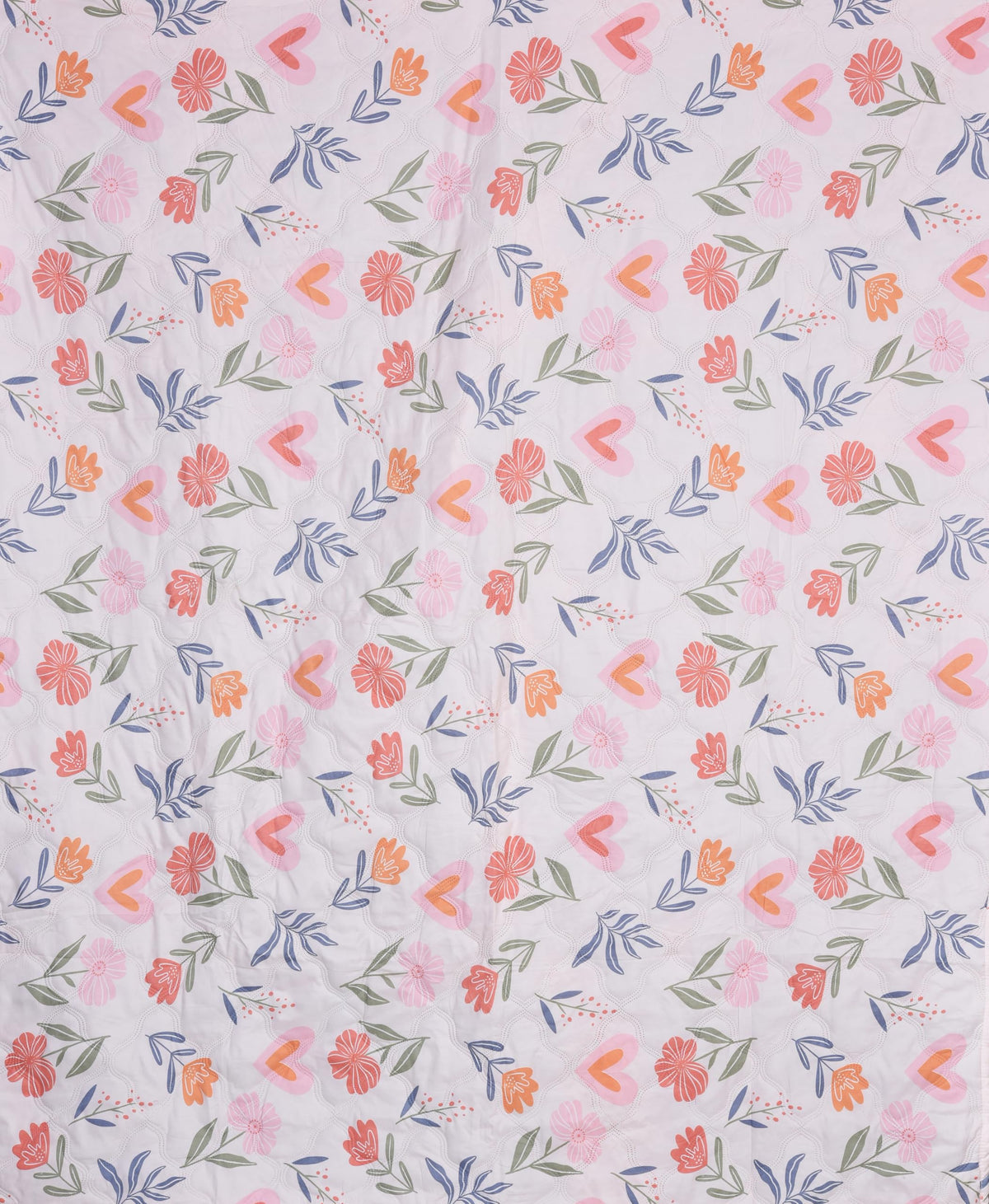 Double Bed Comforter Reversible Soft Microfiber AC Quilt, Floral & Heart Print, All Season Blanket