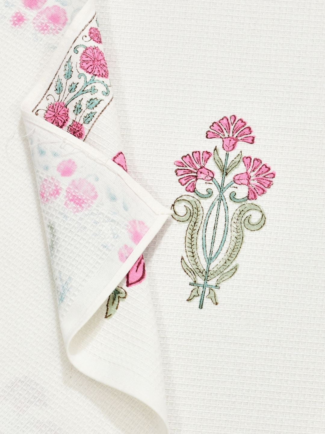 Pink Blossom Waffle Cotton Towel