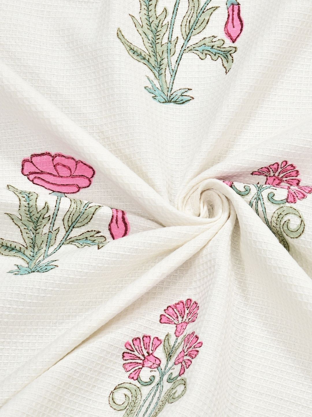 Pink Blossom Waffle Cotton Towel