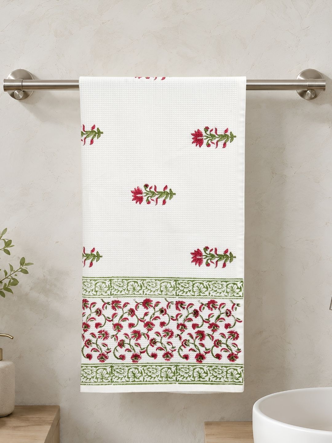 Gulmohar Garden Waffle Cotton Towel