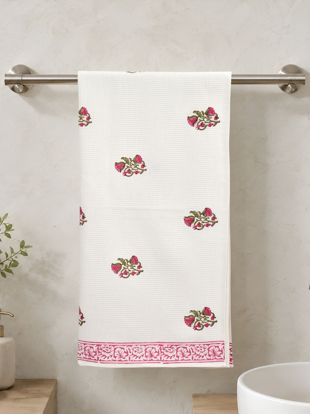 Rosebud Charm Waffle Cotton Towel