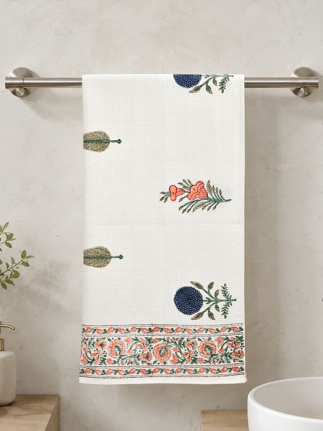 Botanical Garden Waffle Cotton Towel