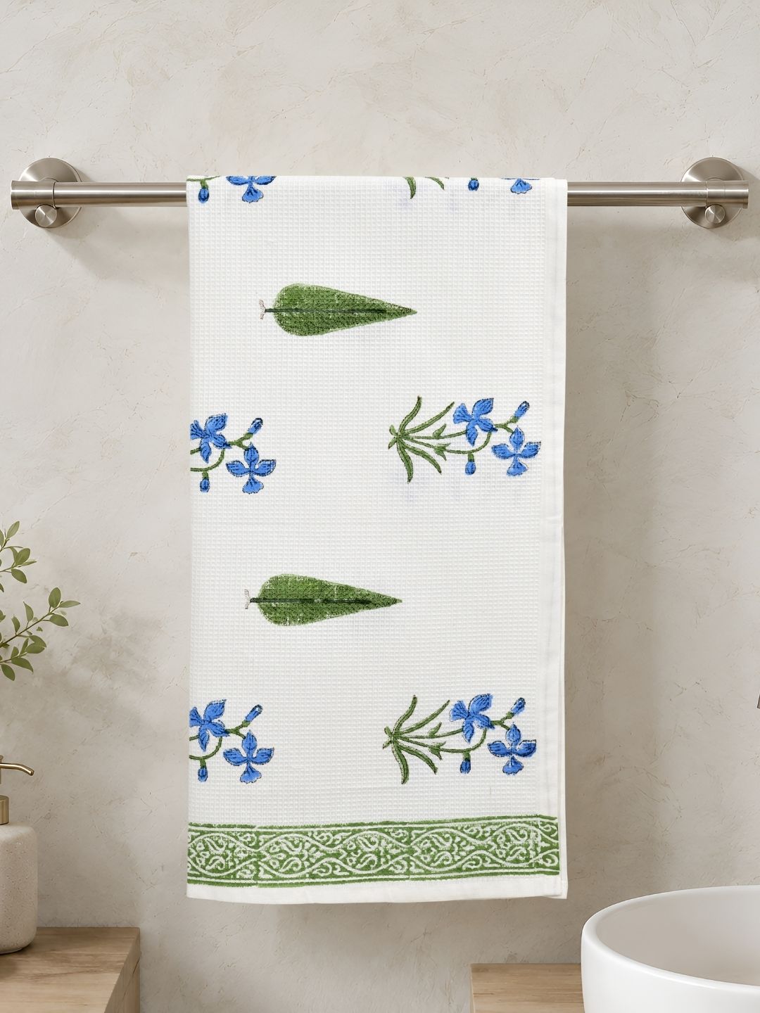 Bluebell Leaf Waffle Cotton Towel