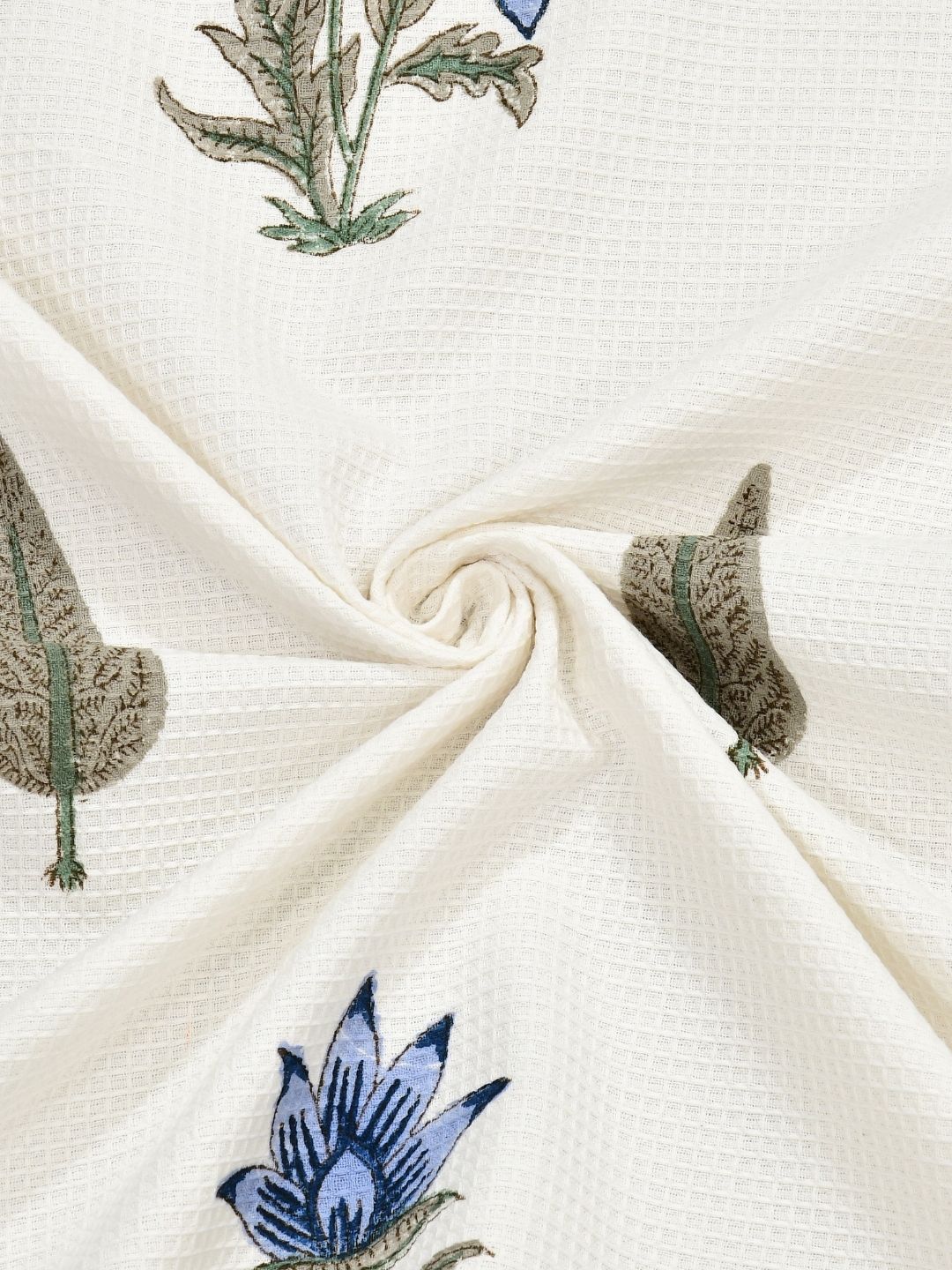 Indigo Bloom Waffle Cotton Towel