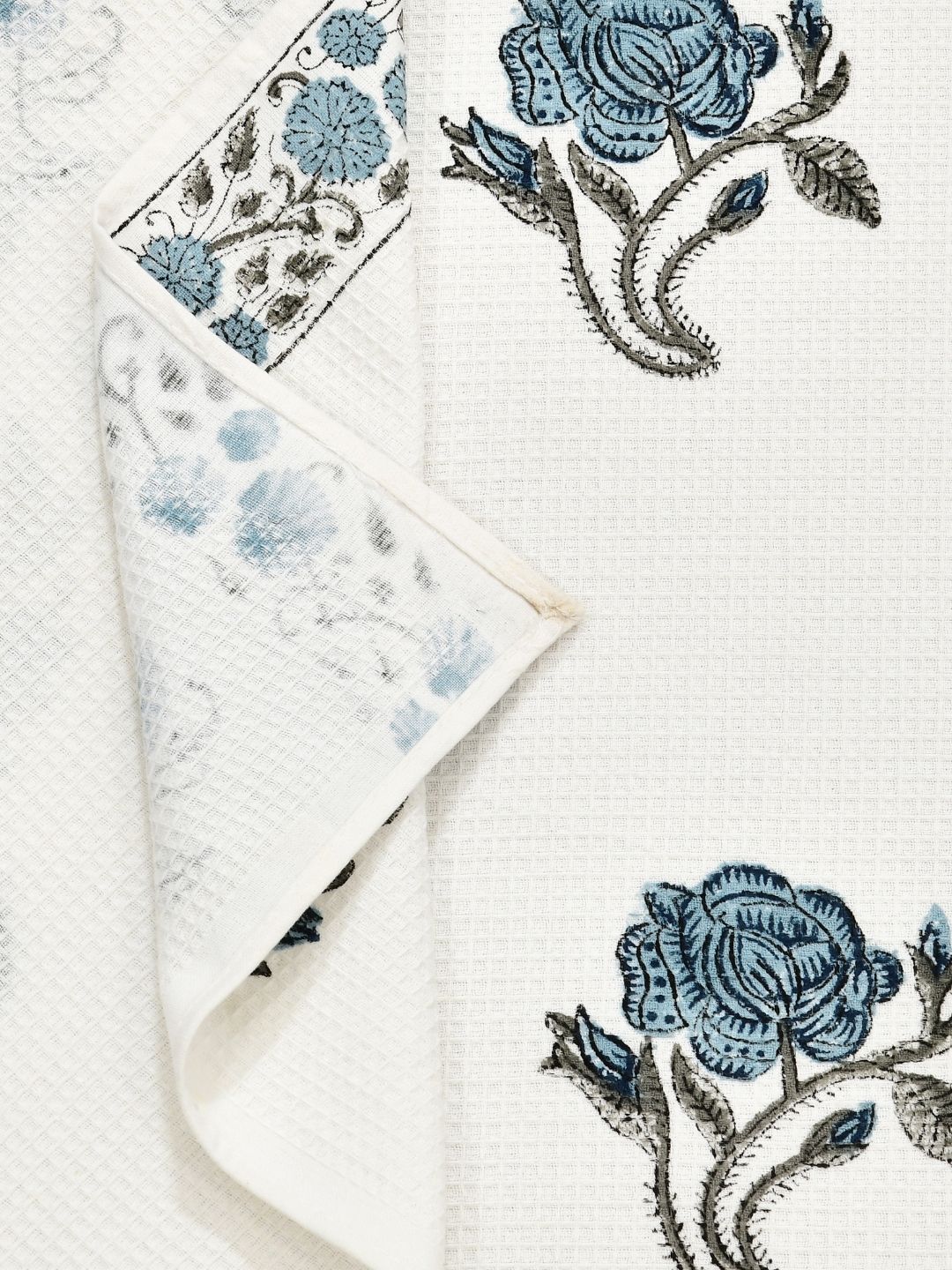 Indigo Rose Waffle Cotton Towel