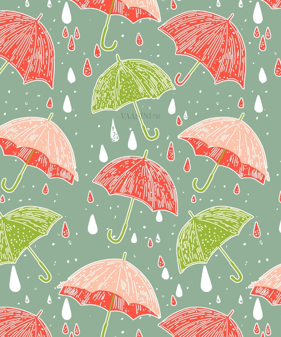Monsoon Magic Umbrella Mint Green Bedsheet