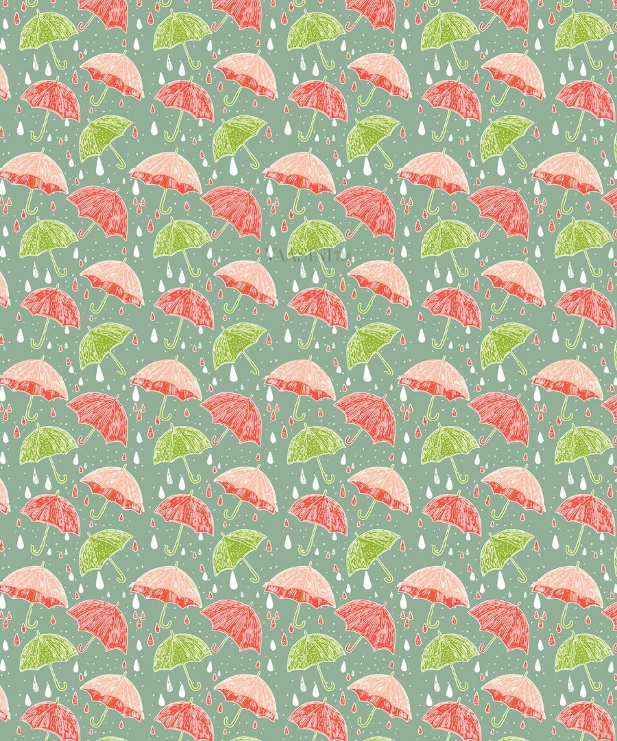 Monsoon Magic Umbrella Mint Green Bedsheet