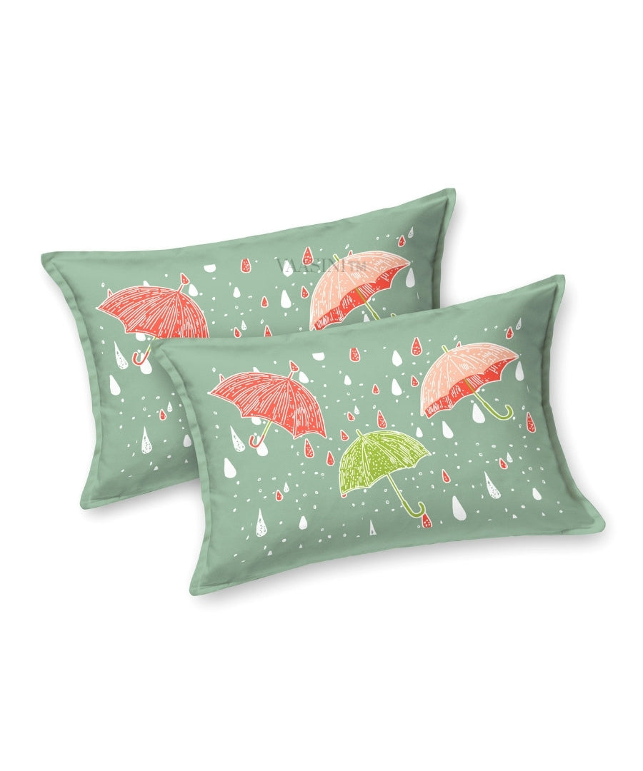 Monsoon Magic Umbrella Mint Green Bedsheet