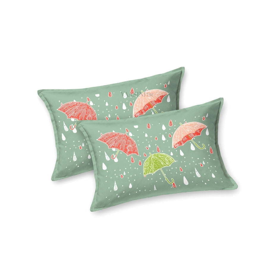 Monsoon Magic Umbrella Mint Green Bedsheet