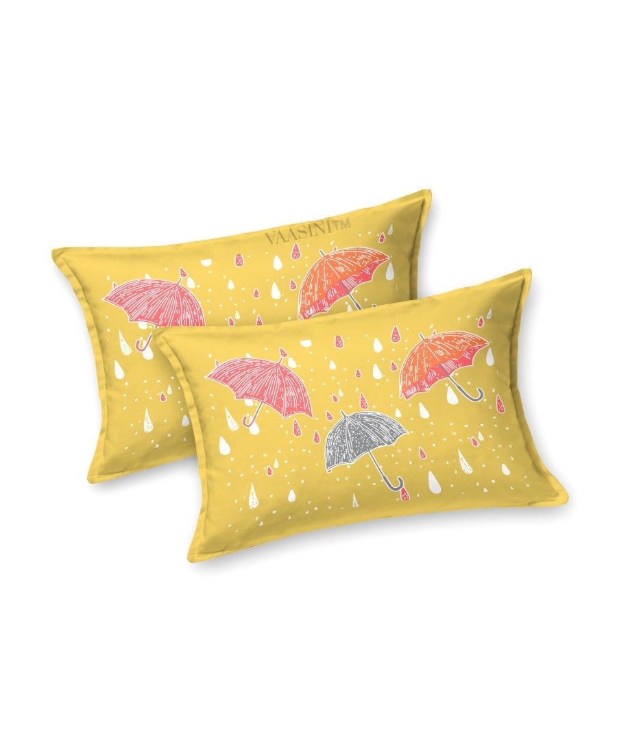 Monsoon Magic Umbrella Sunshine Yellow Bedsheet