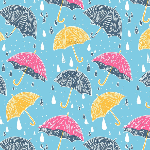 Monsoon Magic Umbrella Sky Blue Bedsheet