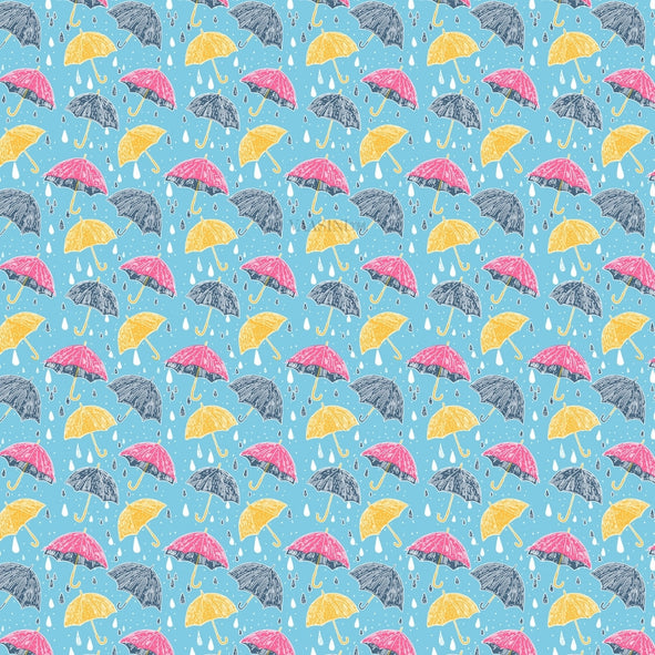 Monsoon Magic Umbrella Sky Blue Bedsheet