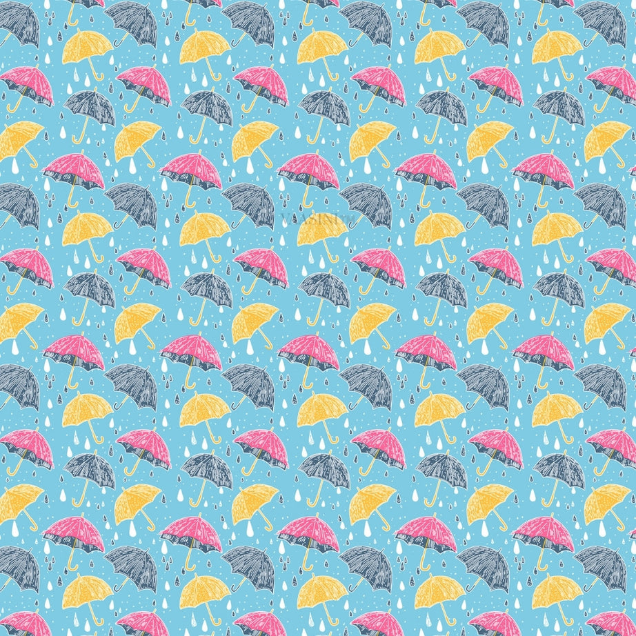 Monsoon Magic Umbrella Sky Blue Bedsheet