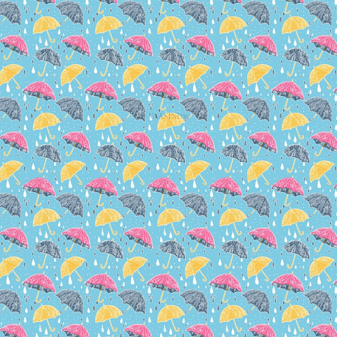 Monsoon Magic Umbrella Sky Blue Bedsheet