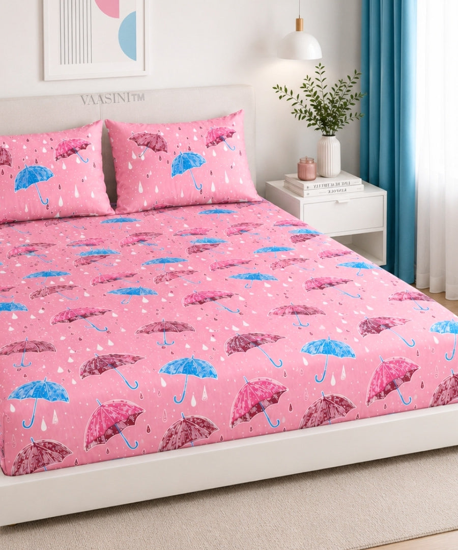 Monsoon Magic Umbrella Candy Pink Bedsheet