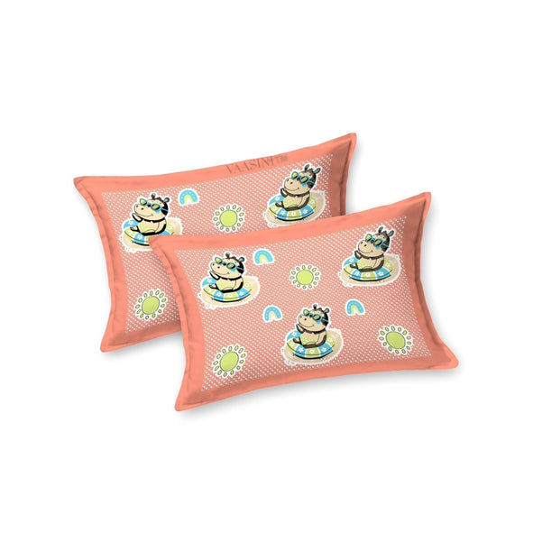 Summer Hippo Tangerine Orange Kids Bedsheet