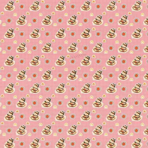 Summer Hippo Bubblegum Pink Kids Bedsheet