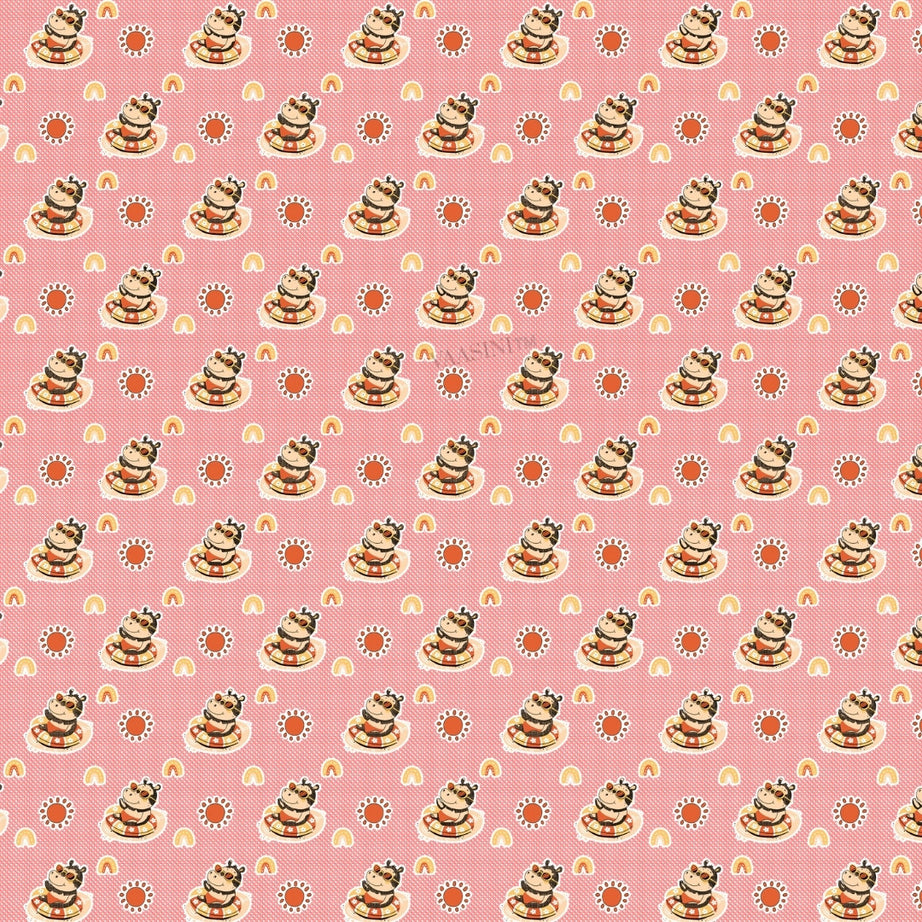 Summer Hippo Bubblegum Pink Kids Bedsheet